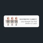 Étiquette Watercolor Nutcracker Christmas Adresse de retour<br><div class="desc">Un trio de figures de craquelins d'aquarelle ornent vos étiquettes d'adresse de retour simples. Personnalisez avec votre nom et votre adresse. Idéal pour Noël ou pour vos Cartes de fin de année.</div>