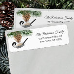 Étiquette Watercolor Pinecone with Chickadee<br><div class="desc">This holiday return address label features a cute chickadee perched upside down on a pinecone. 
*If you would like design tweaks or want the design on more products,  please contact me through Zazzle.</div>