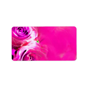 Étiquette WATERCOLOR ROSES PINK NEON Adresse du Bat mitzvah