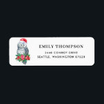 Étiquette Watercolor Santa Snowy Owl Poinsettia Christmas<br><div class="desc">Happy Holidays! Complete your holiday cards and invitations with this holiday theme address label. It features watercolor illustrations of a snowy owl with poinsettias and hollies. Personalize by adding your name and address. Matching items are available.</div>