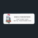 Étiquette Watercolor Santa Snowy Owl Poinsettia Christmas<br><div class="desc">Happy Holidays! Complete your holiday cards and invitations with this holiday theme address label. It features watercolor illustrations of a snowy owl with poinsettias and hollies. Personalize by adding your name and address. Matching items are available.</div>