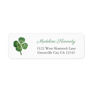 Étiquette Watercolor Shamrock Irish Heritage Return Adresse