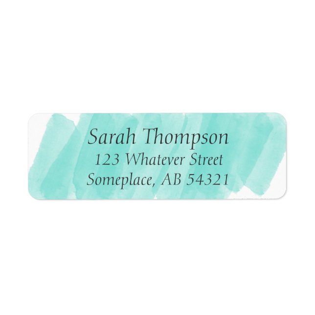 Étiquette Watercolor Streaks Aqua Green Return Adresse Label (Devant)
