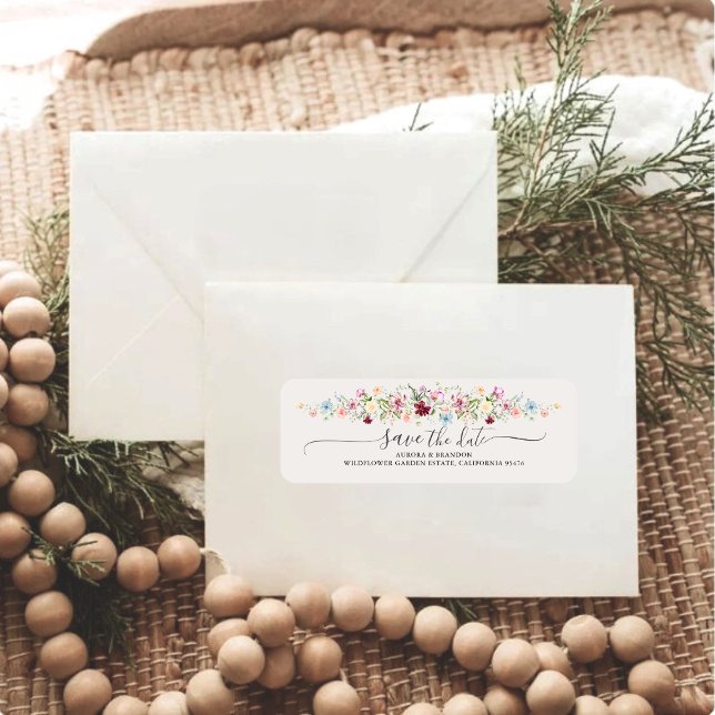 Étiquette Watercolor Wildflower Boho Garden Wedding  (Créateur téléchargé)