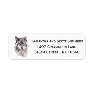 Étiquette Watercolor Wolf Animal Custom Return Address