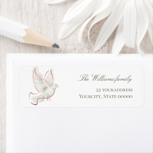 Étiquette watercolorwhite pink dove  (En situation)