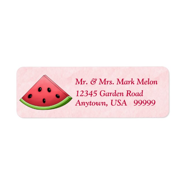 Étiquette Watermelon avec Arrière - plan rose Retour Adresse (Devant)