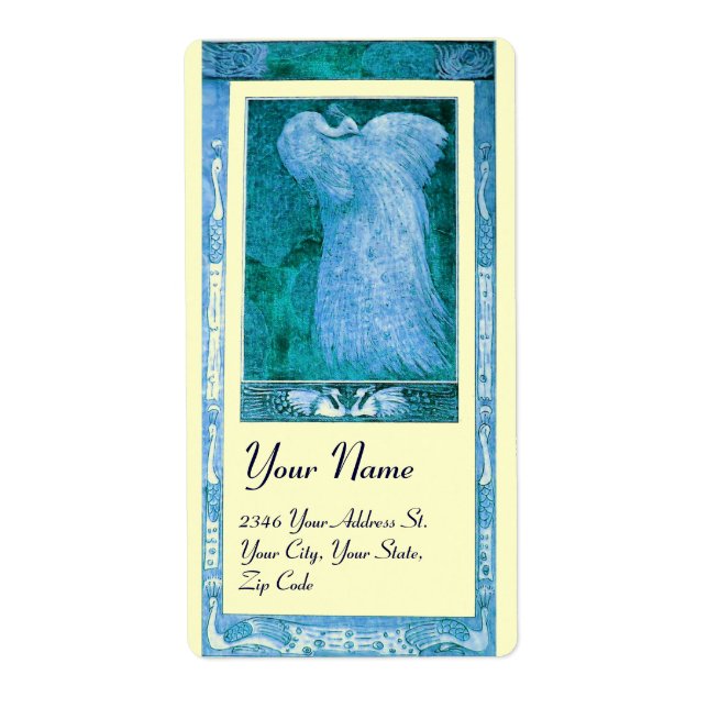 Étiquette WEDDING LOVE PEACOCK , blue turquase cream (Devant)