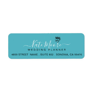 Étiquette Wedding planner de script Turquoise