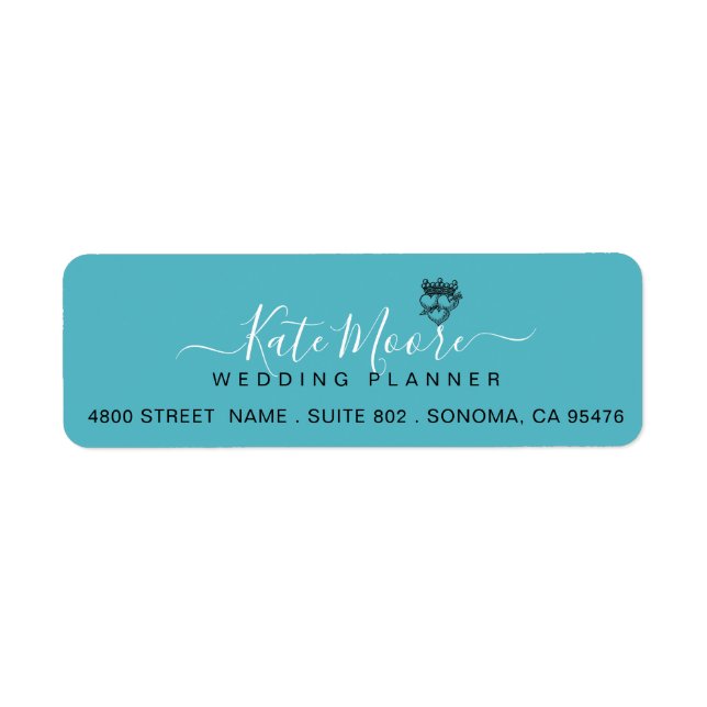 Étiquette Wedding planner de script Turquoise (Devant)
