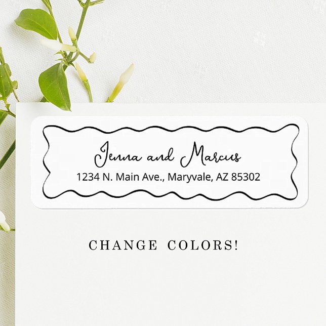 Étiquette Wedding Return Address Label - Drawn Curvy Border (Créateur téléchargé)