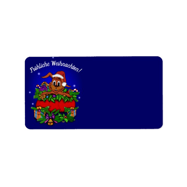 Étiquette Weihnachtskaninchen, Fröhliche Weihnachten ! (Devant)