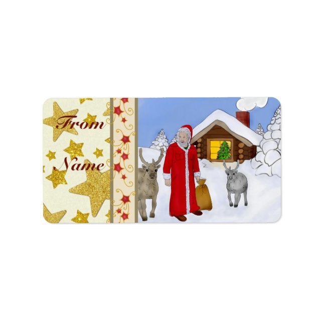 Étiquette Weihnachtsmann Rechteckiger Aufkleber (Devant)