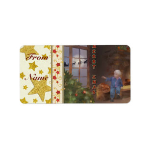 Étiquette Weihnachtsschlitten rechteckiger aufkleber