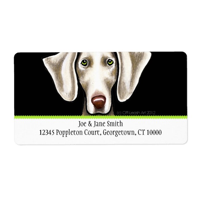 Étiquette Weimaraner Noir n Olive Traditionnel (Devant)