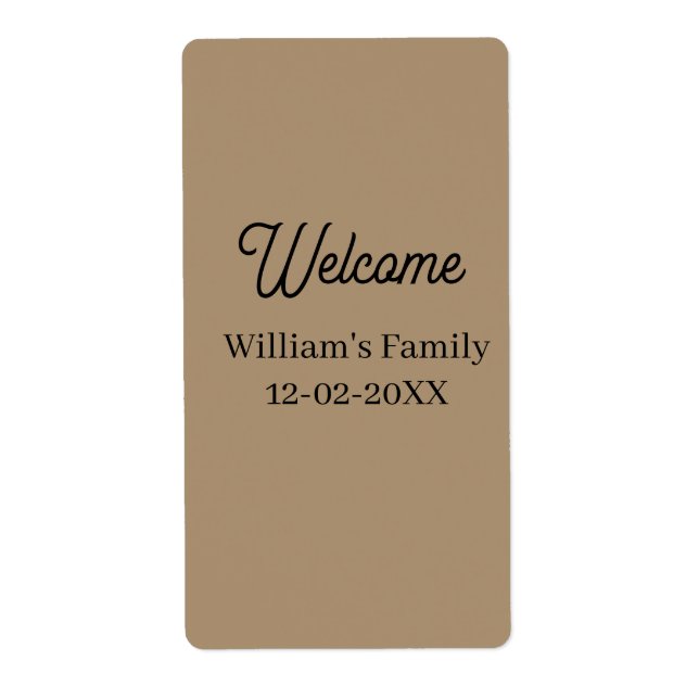 Étiquette Welcome home add family name house inauguration  (Devant)