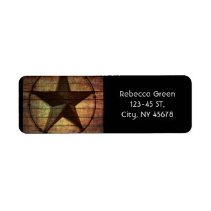 Étiquette Western Country Primitive Grange Wood Texas Star