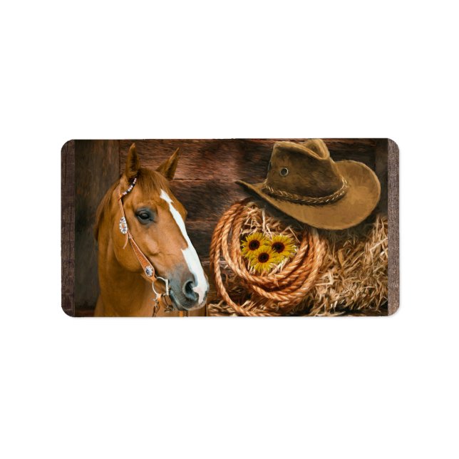 Étiquette Western Horse Cowboy Casquette Lasso Sunflowers (Devant)