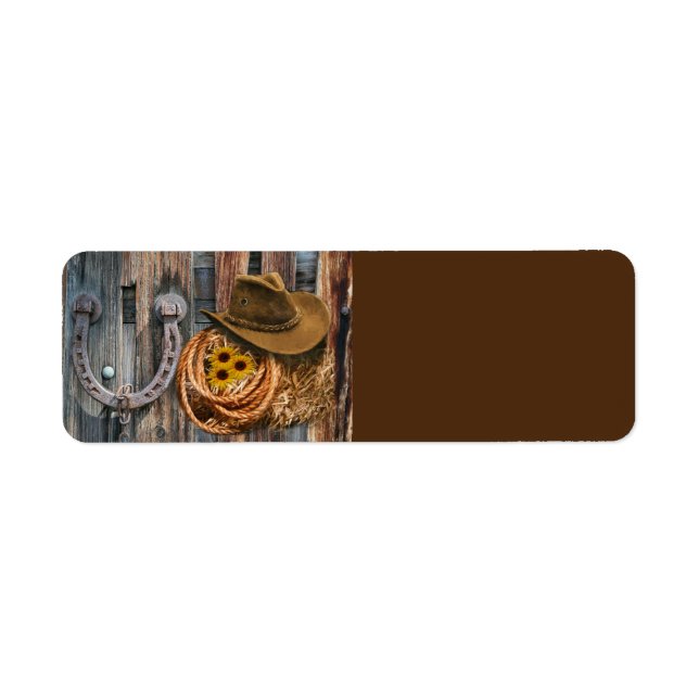 Étiquette Western Horseshoe Cowboy Hat Lasso (Devant)