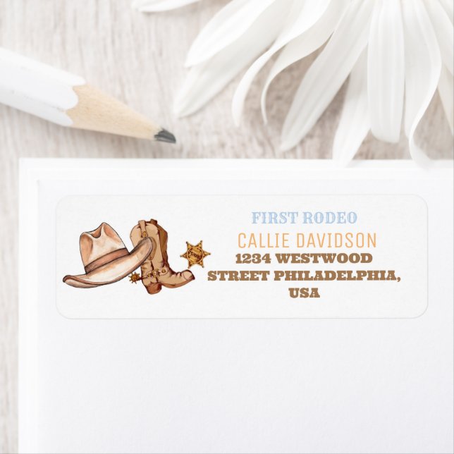 Étiquette Western Premier Rodéo fête d'anniversaire garçon (En situation)