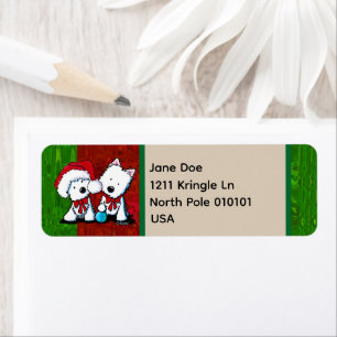 Étiquette Westie Terrier Duo Christmas Labels