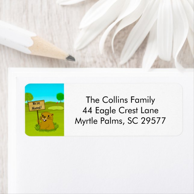 Étiquette We've Moved Gopher on Golf Course Announcement  (En situation)