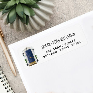 Étiquette We've Moved - New Address Navy Watercolor Door