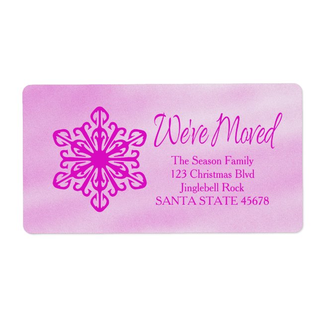 Étiquette We've Moved snowflake Holiday Address Label (Devant)