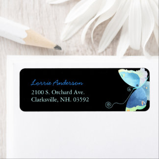 Étiquette Whimsical Blue Butterfly Adresse professionnelle