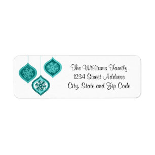 Étiquette Whimsical Blue Christmas Ornaments Trio