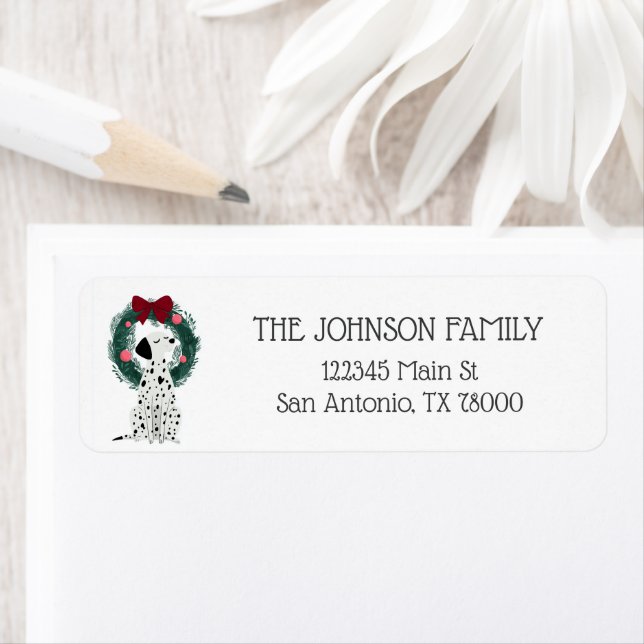 Étiquette Whimsical Christmas Dogs Return Address (En situation)