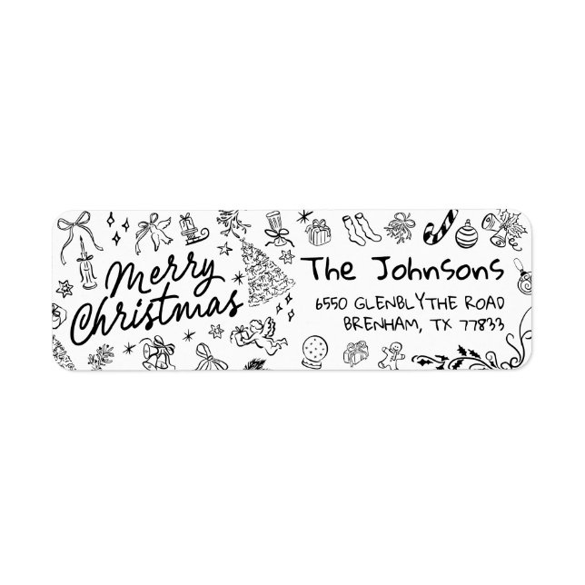 Étiquette Whimsical Christmas Retourner Adresse (Devant)