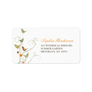 Étiquette Whimsical Colorful Summer Birds And Swirls Adresse