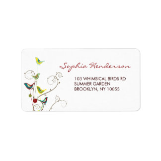 Étiquette Whimsical Colorful Summer Birds And Swirls Adresse