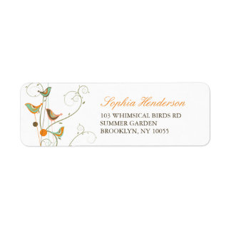 Étiquette Whimsical Colorful Summer Birds And Swirls Adresse
