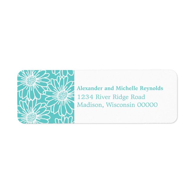 Étiquette Whimsical Daisies Return Address Labels, Aqua (Devant)