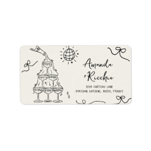 Étiquette Whimsical Fun Mariage français Retour Adresse Étiq