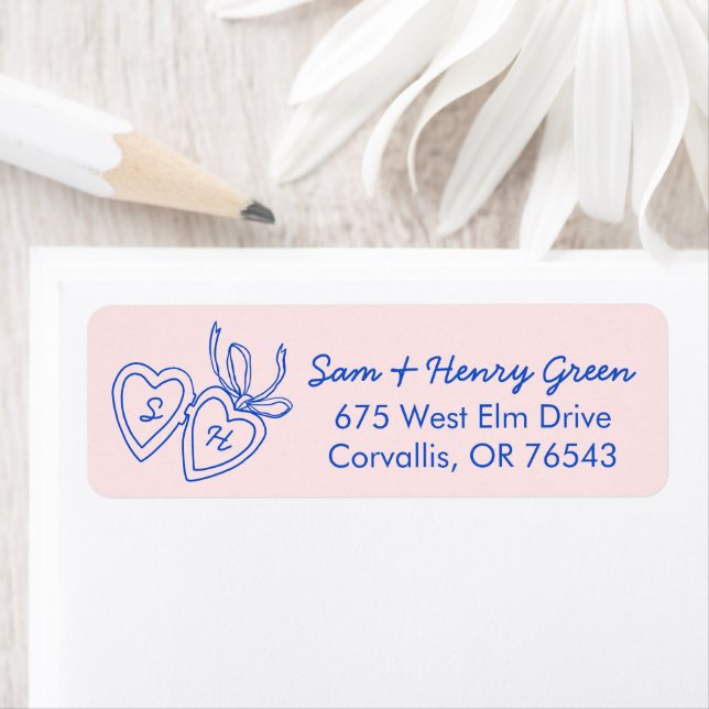 Étiquette Whimsical Heart Locket Doodle CUSTOM Return Addres (En situation)