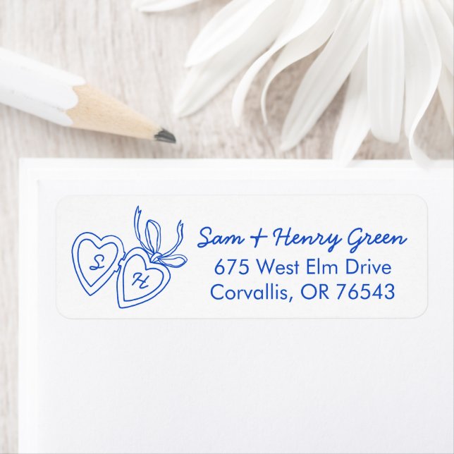 Étiquette Whimsical Heart Locket Doodle CUSTOM Return Addres (En situation)