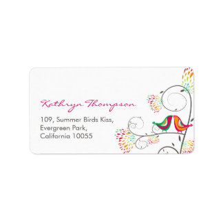 Étiquette Whimsical Kissing Summer Birds Adresse du Mariage