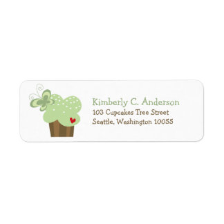 Étiquette Whimsical Mint Cupcake Butterfly Girl Anniversaire