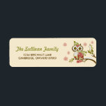 Étiquette Whimsical Retro Owls and Snowflakes Holiday Label<br><div class="desc">Whimsical Retro Owls and Snowflakes Holiday Label 
 Customizable holiday or Christmas address label featuring an ornate owl wearing striped scarf an Santa hat.</div>
