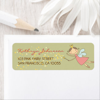 Étiquette Whimsical Rose Fairy Princess Baby shower Adresse