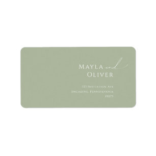 Étiquette Whimsical Script Sage Wedding RSVP Adresse de reto