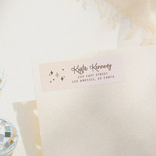 Étiquette Whimsical Sparkles & Hearts Adresse de retour