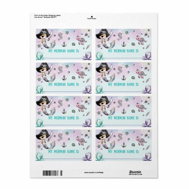 Étiquette Whimsical What's Your Merman Name Birthday Game (Feuille entière)