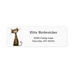 Étiquette Whimssical Brown Tabby Cat Adresse de retour