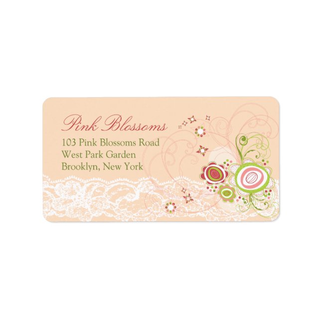 Étiquette Whimssical Rose Floral Petite Blooms Adresse de de (Devant)