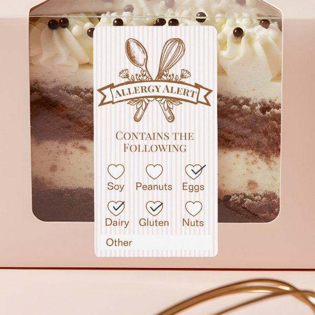 Étiquette Whisk Spoon Bakery Allergy Alert Baked Goods Food (Whisk Spoon Bakery Allergy Alert Baked Goods Food Label)