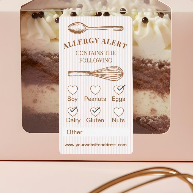 Étiquette Whisk Spoon Bakery Allergy Alert Baked Goods Food (Whisk Spoon Bakery Allergy Alert Baked Goods Food Label)